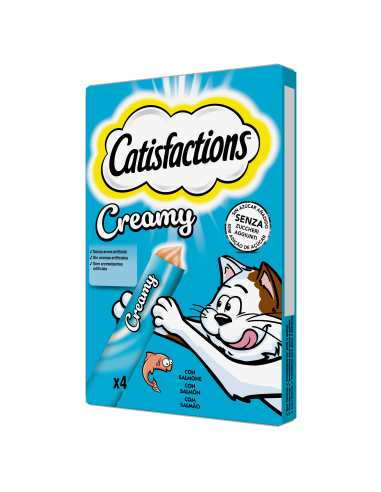 Catisfaction Creamy Salmone 4x10g - Snack per Gatti in Crema Catisfaction Creamy Salmone 4x10g - Snack per Gatti in Crema
